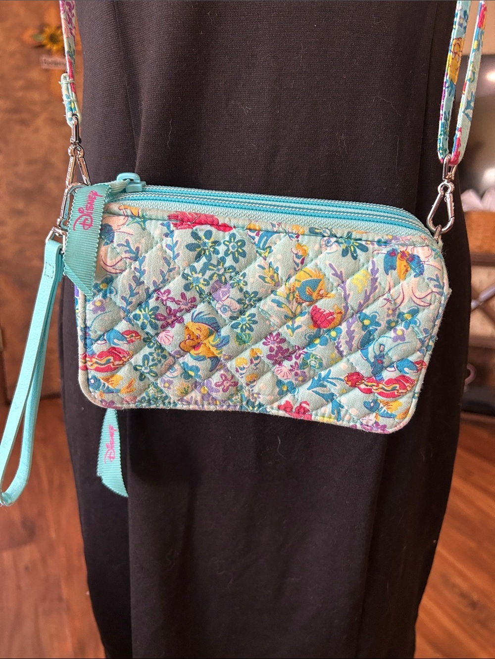 Disney Vera Bradley Quilted Floral Crossbody Bag in Aqua and Multicolor